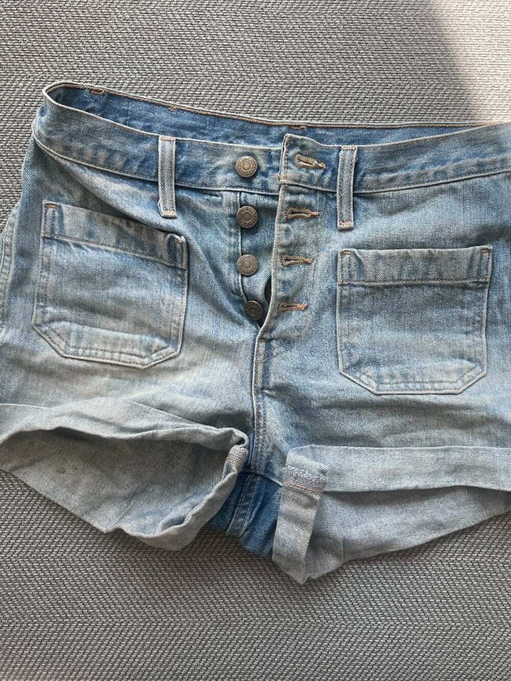 Levi's orange tab high-waisted blue denim shorts: Kerouac Effect